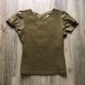 By Anthropologie Lace-Up Flutter Top XS